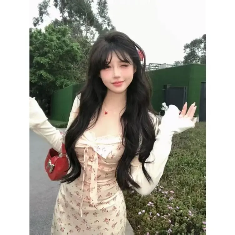 Flowers In Water Summer Slip Dress Women's Clothing Sets-1