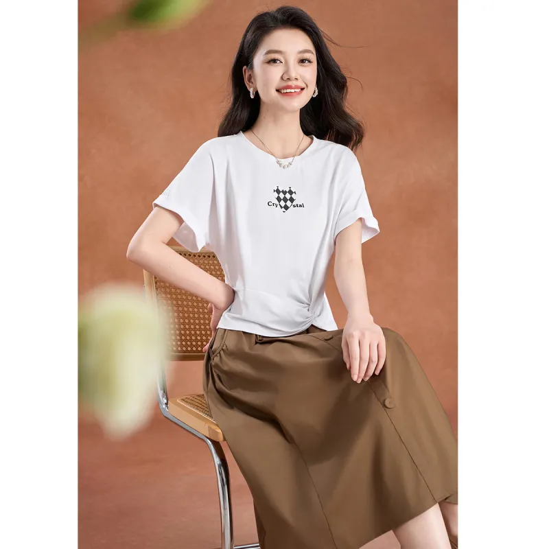 Mylan Two Piece Skirt Sets Women's Khaki-2