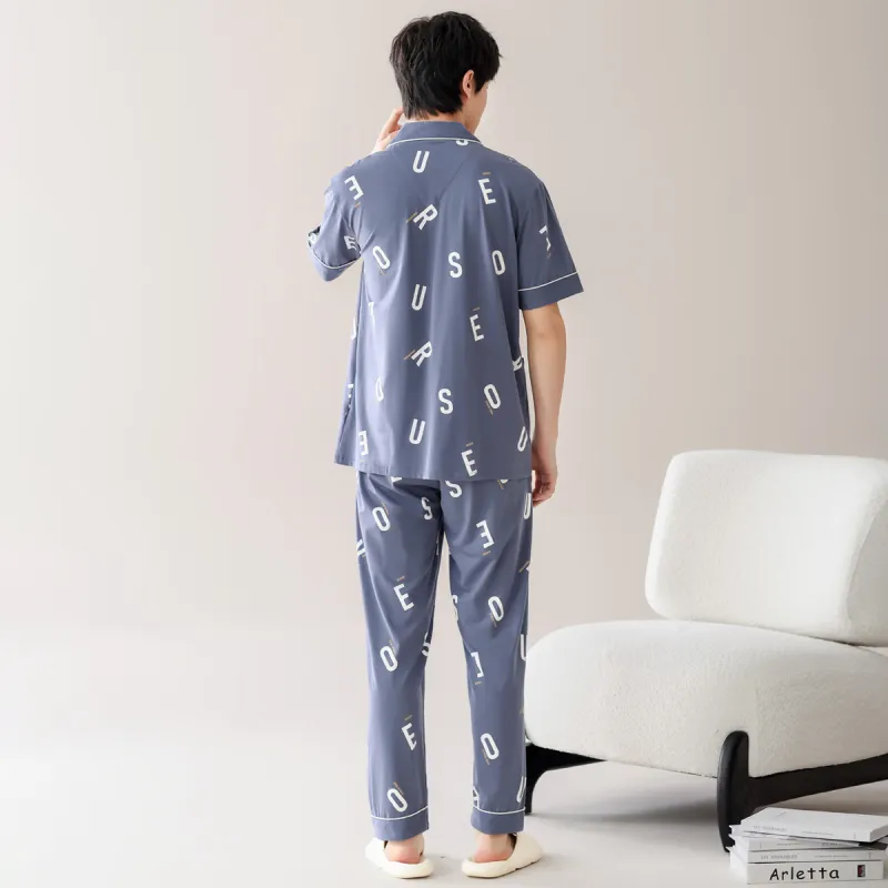 FARO Pajama Set Men's Gray Blue-3