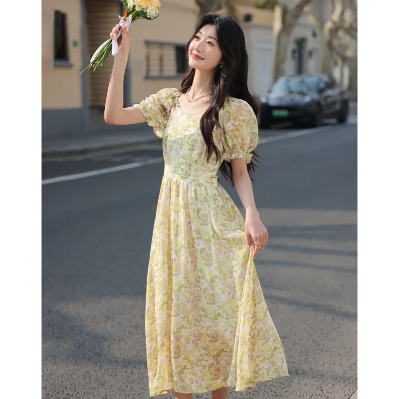 Like The Age Of Water Short Sleeved Dress Women's Green-3