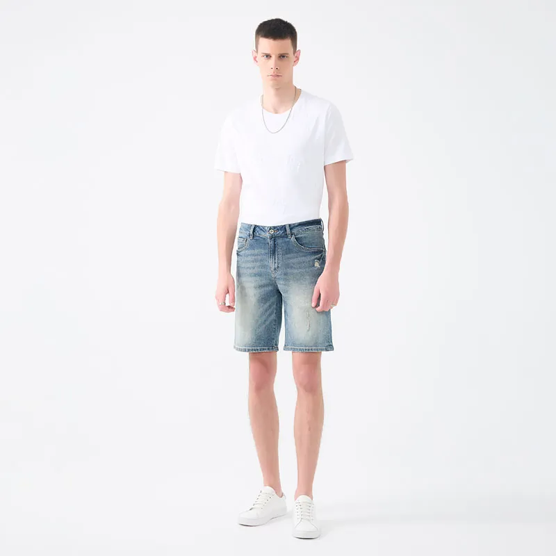 DAVID NAMAN Denim Shorts Men Light Blue-9