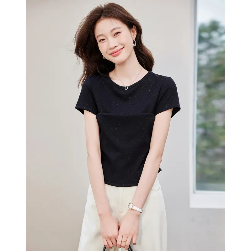 Love Elaine Set in Sleeve T Shirt Women's Cinched Waist-8