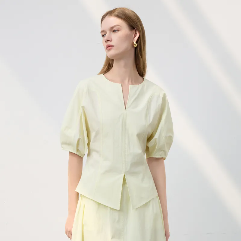 3COLOUR Casual Suits Women's Clothing Set Light Yellow Top+Skirt-3