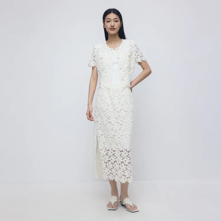 SHUIYUNJIAN Casual Long Skirt Women's Ivory White-4