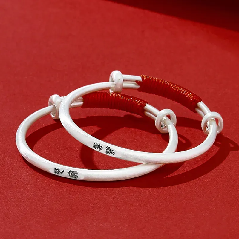 YASHENGZHUBAO 999 Fine Silver Bangles Kids'-4