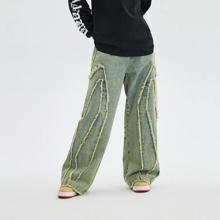 INXX Raw Edge Structural Splicing Jeans-13