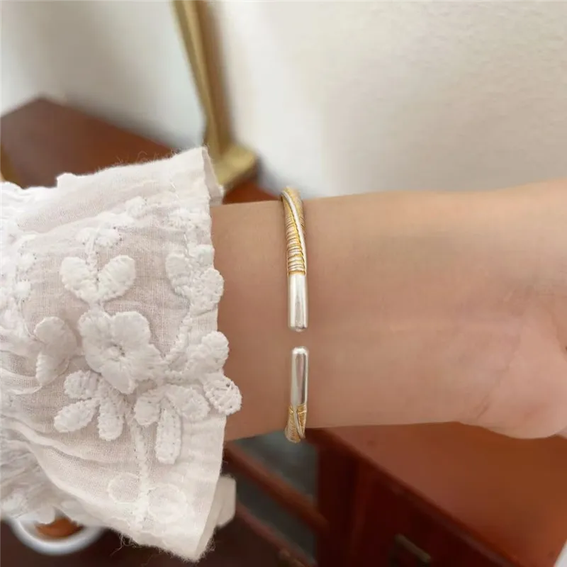 LIUXIN 999 Fine Silver Blessing And Blessing Bangle Women's-4