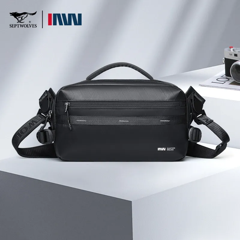 SEPTWOLVES Fabric Crossbody Bag Regular Unisex Black-2