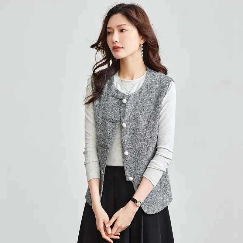TERRE BLEUE Spring Fall Vest Loose Fit Women's-1