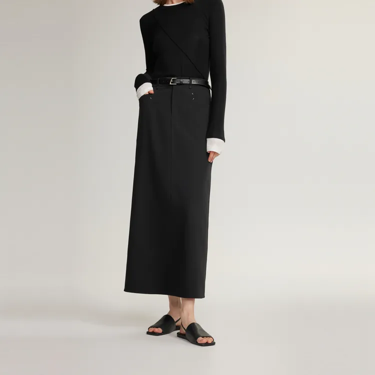 ELLE Casual Long Skirt Women's Black-2