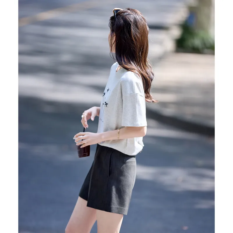 Still Quiet Drop Shoulder Sleeve T Shirt Women's-4
