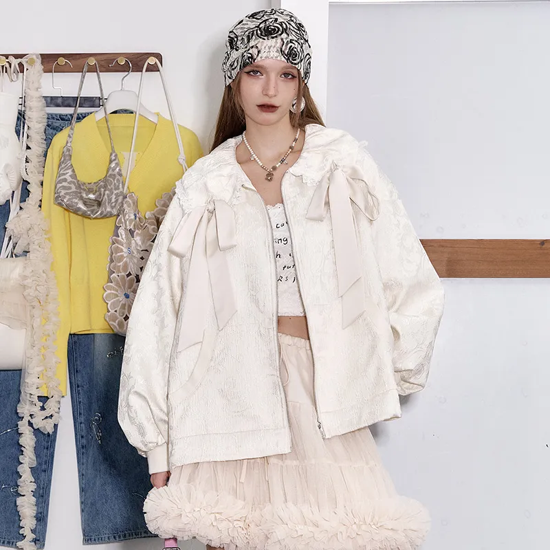 ELF SACK Cropped Coat Women's Soft Warm White-2