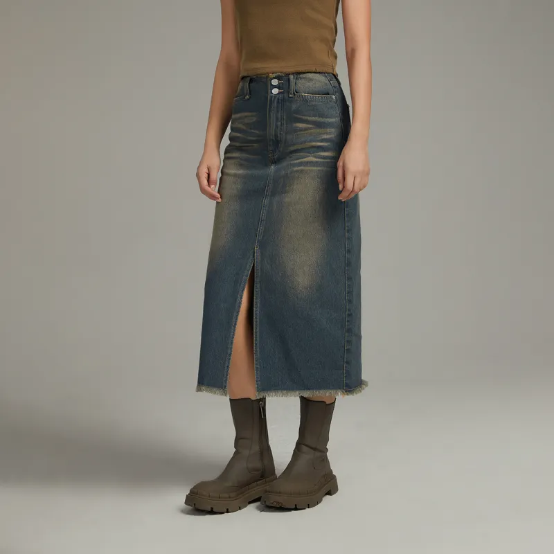 NO ONE ELSE Casual Short Skirts Women's Denim Blue-2