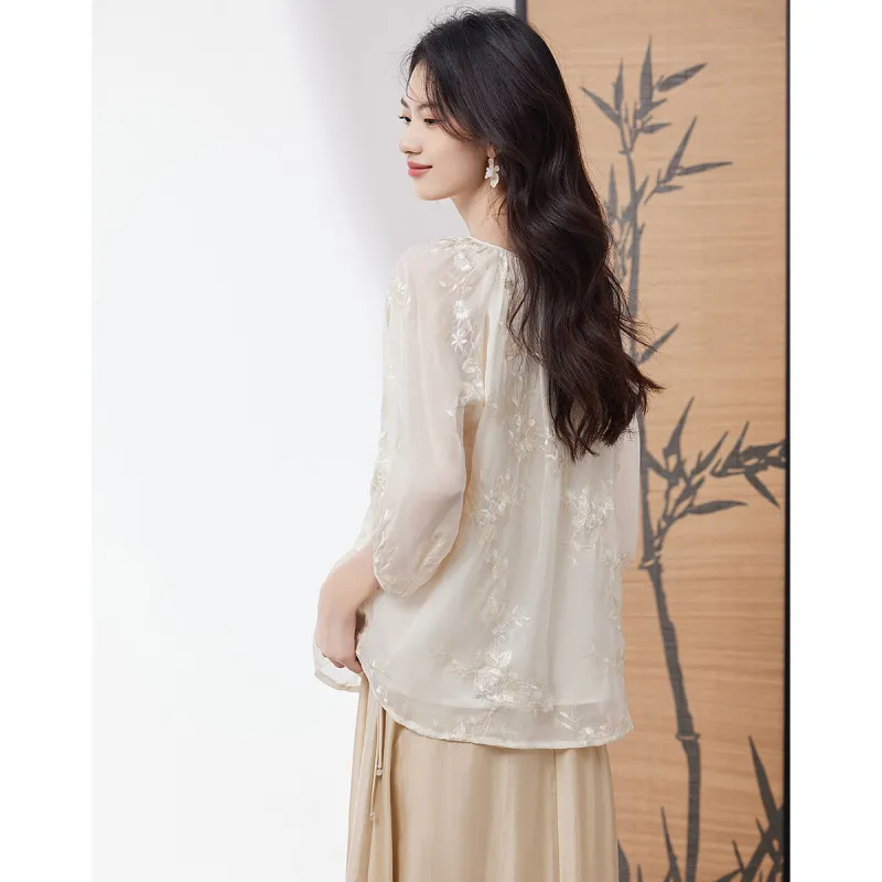 XINFEIYU Shirts Women's Beige-4