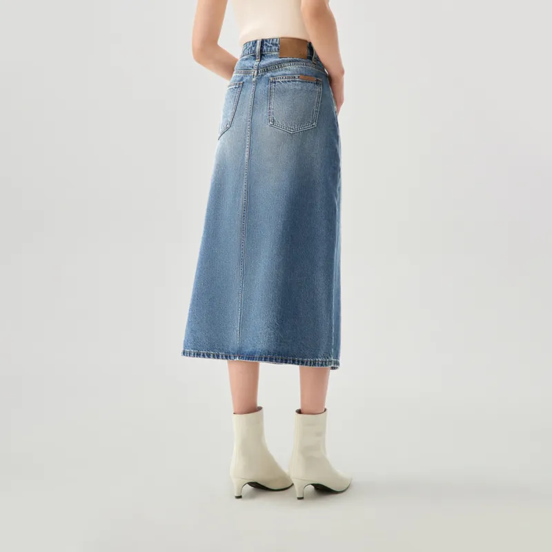 HLA Casual Long Skirts Women's Blue Gray-2