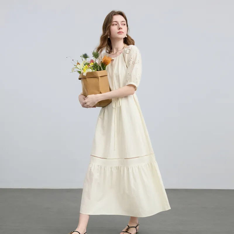 3COLOUR Short Sleeved Dress Women's Ecru-5