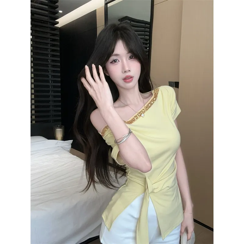 XIANSINIAO T Shirts Women's Yellow-1