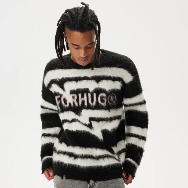 FORHUG Knitwear Unisex Black White Stripes-2