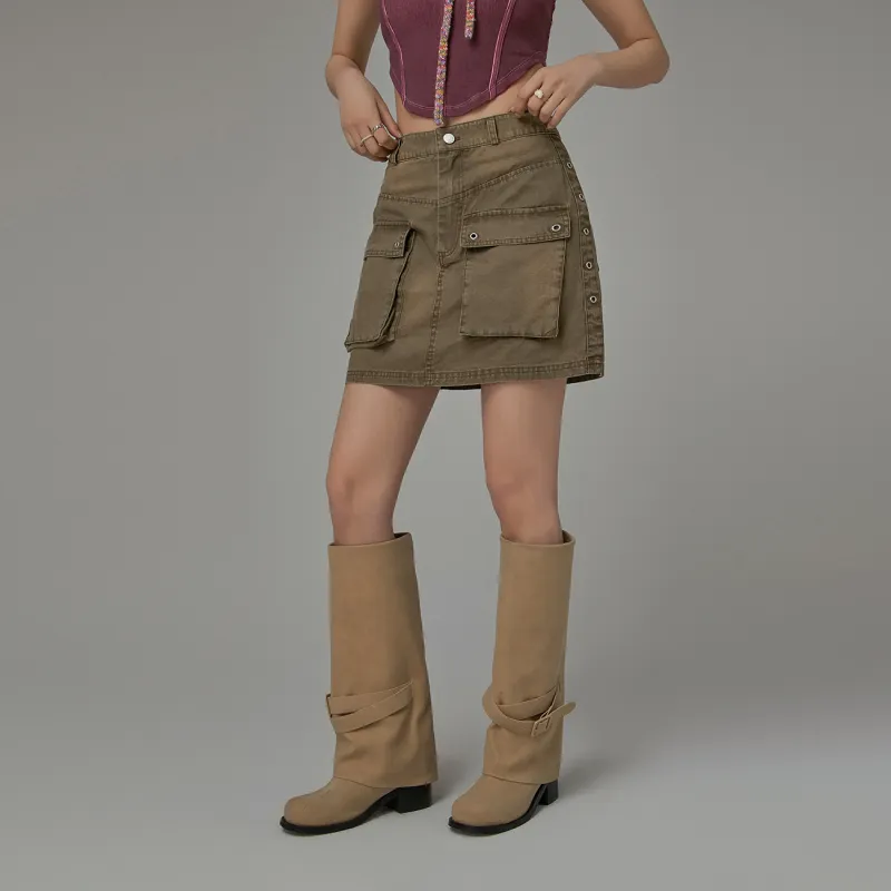 CHUU Casual Short Skirts Women's Coffee-2