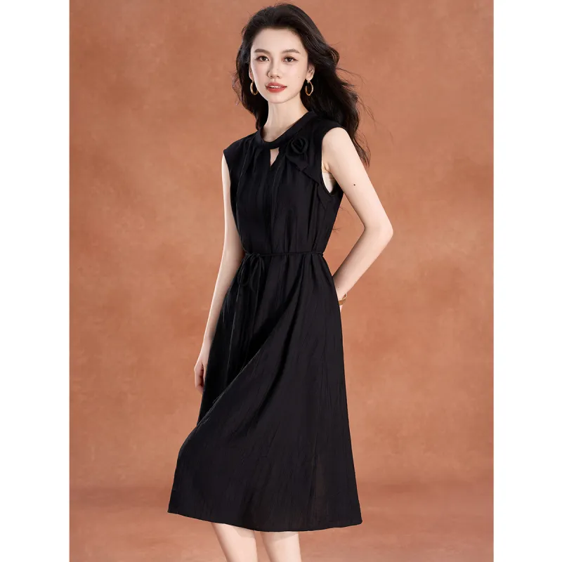 Mylan Summer Short Sleeved Dress Cinched Waist Women's-3