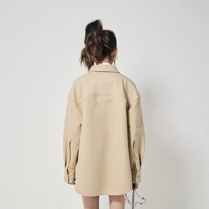 D'zzit Cropped Coats Women's Dark Khaki-3