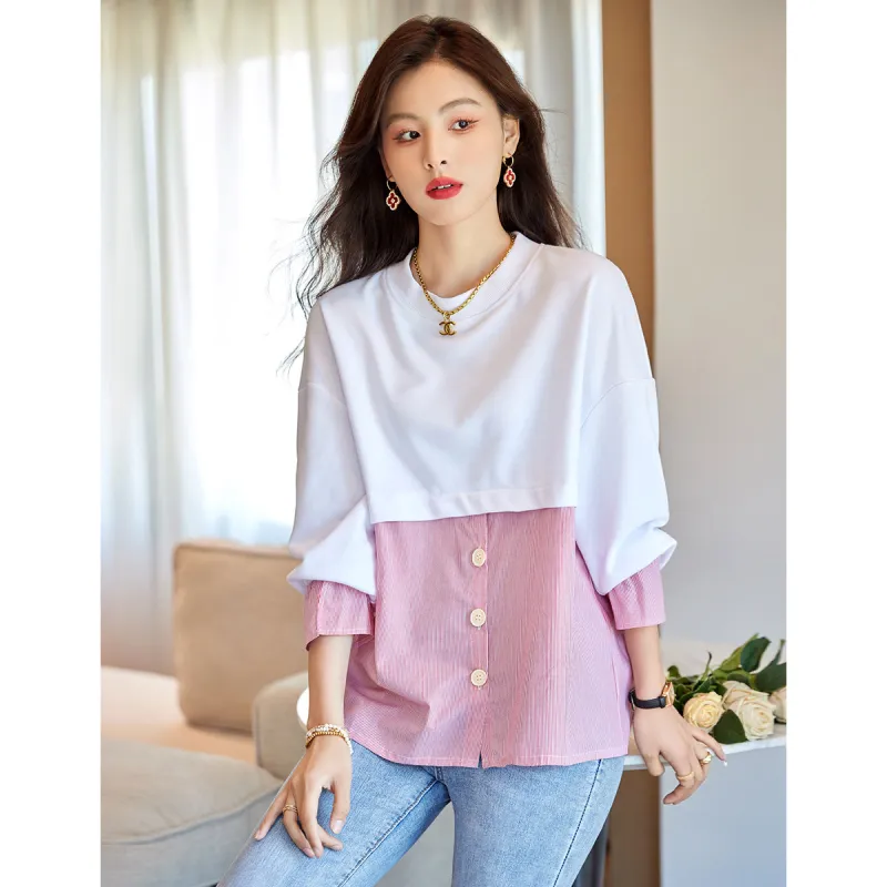 Like The Age Of Water Spring, Fall Sweatshirt Loose Fit Women's White-3
