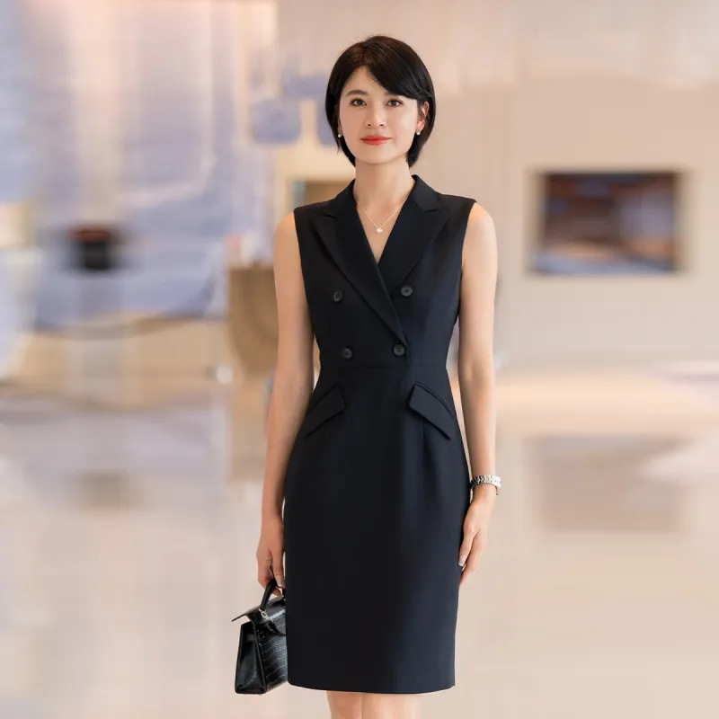 ONE SHALLOW Sleeveless Dress Women's Navy Blue-2