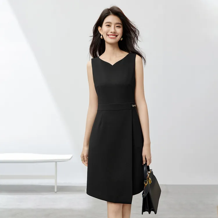 SENTUBILA Sleeveless Dresses Women's Elegant Black-4