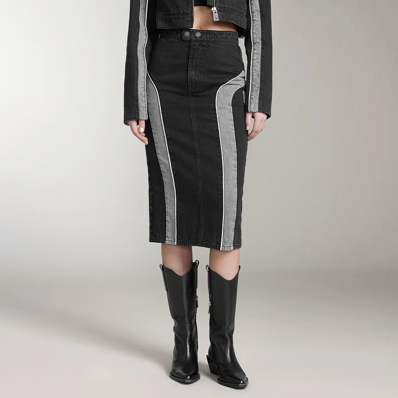 Miss Sixty Denim Long Skirts Women's Black Gray-2