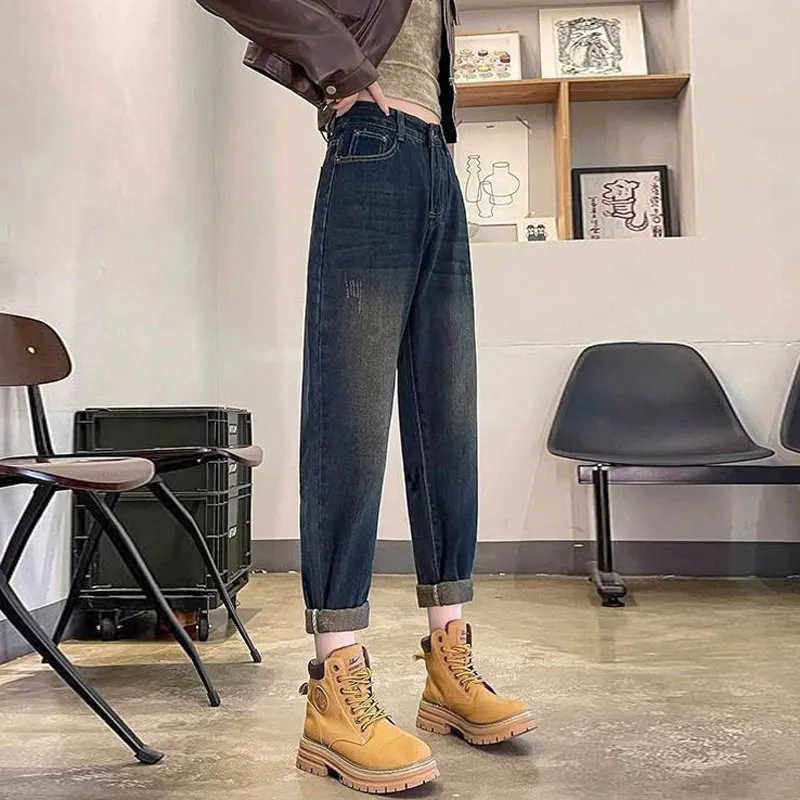 XIANSINIAO Jeans Women's Vintage Blue-2