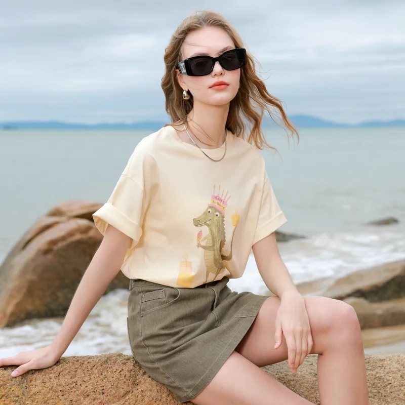 3COLOUR T Shirt Women's Light Yellow-2