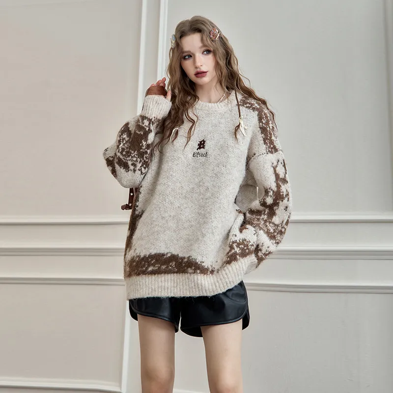 ELF SACK Soft And Fluffy Maillard Style Pullover Sweater Women's-11