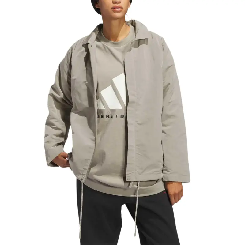 Adidas BASKETBALL THE 2025 COLLECTION CHAPTER 02 COACH Jackets Coats Unisex Light Sesame Gray Umber-3
