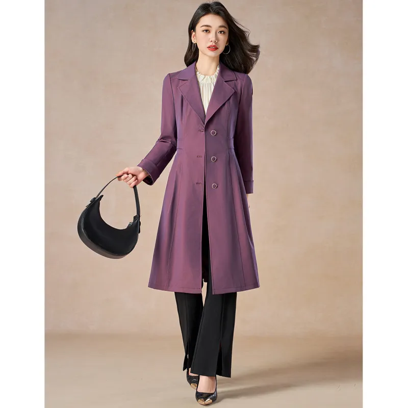 Mylan Spring Fall Trench Coat Loose Fit Women's Purple-5