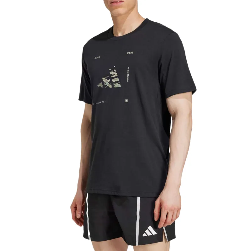 Adidas Free Shipping With AdiClub Climacool Training Camo Logo Graphic Tee-1