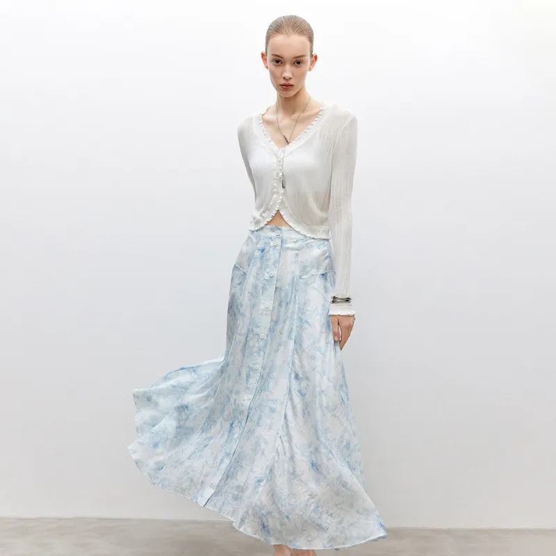 ONLY Casual Long Skirts Women's H3J Ili Tie Dye Blue-5