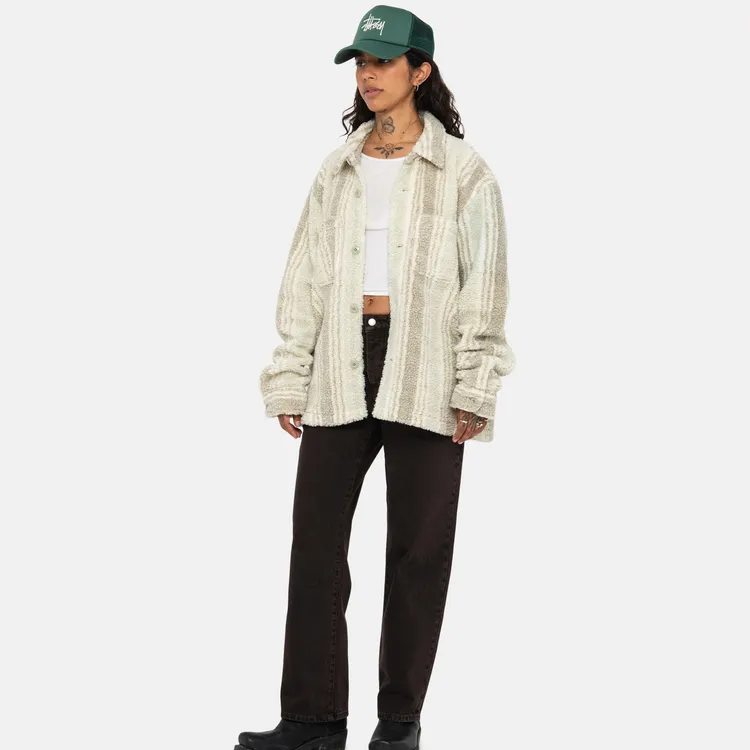 Stussy Striped Sherpa Shirt-14