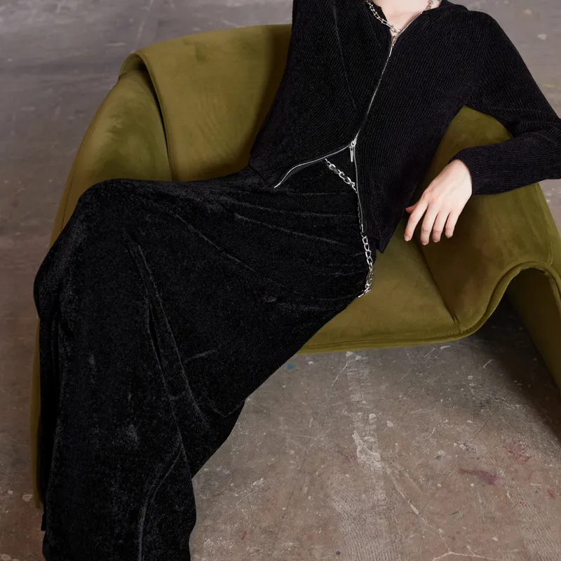 3COLOUR Casual Long Skirt Women's Classic Black-5