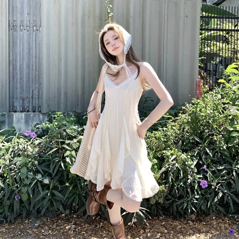 GLEE DIARY Slip Dress Women's White-1