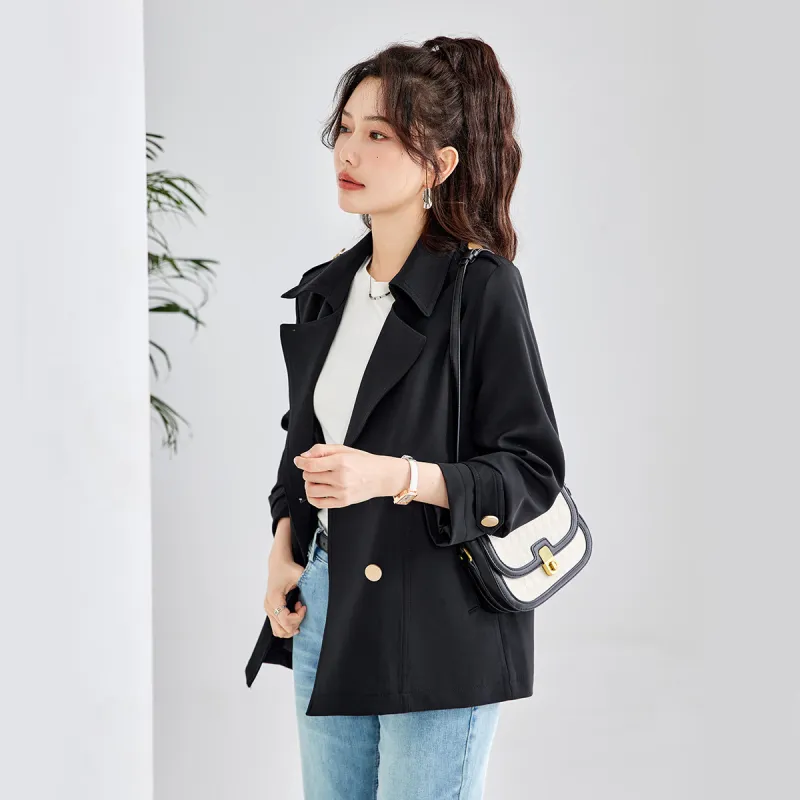 TERRE BLEUE Spring Fall Winter Trench Coat Loose Fit Women's-4