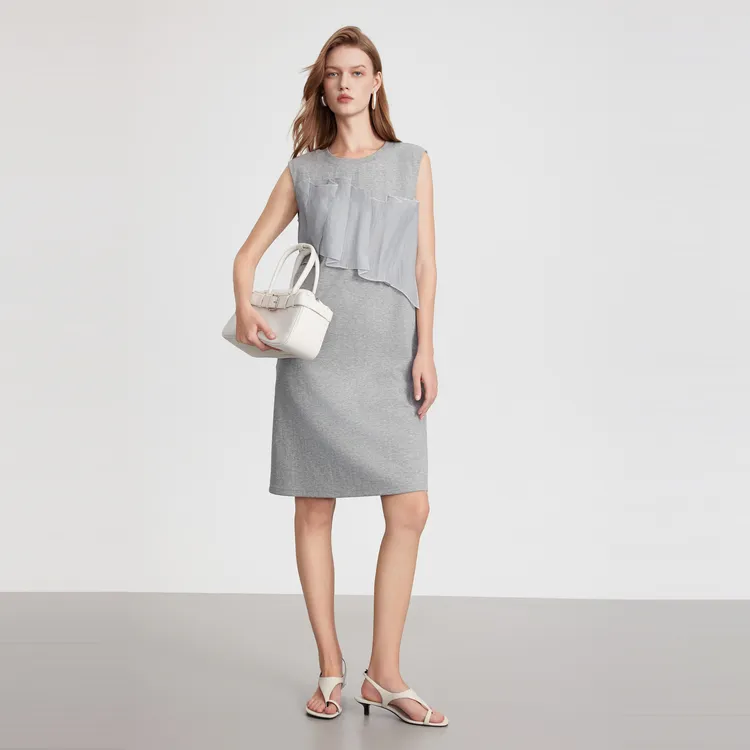 ELLE Sleeveless Dresses Women's Light Gray-2