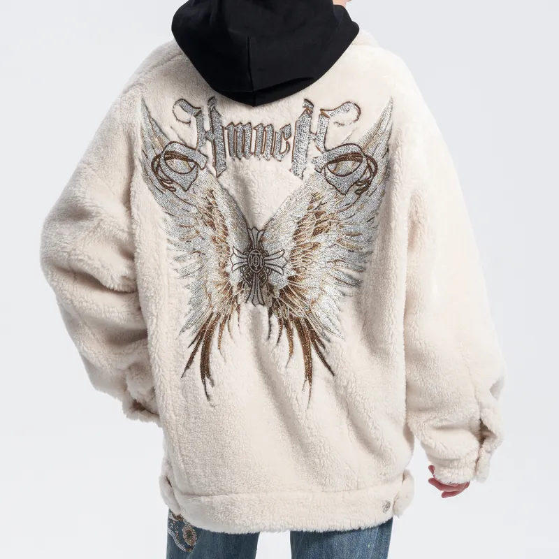 TCH Velvet feel Coat Unisex Beige-4