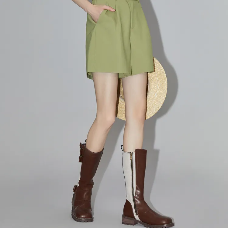 ELLE Summer Casual Shorts Women's Light Green-4