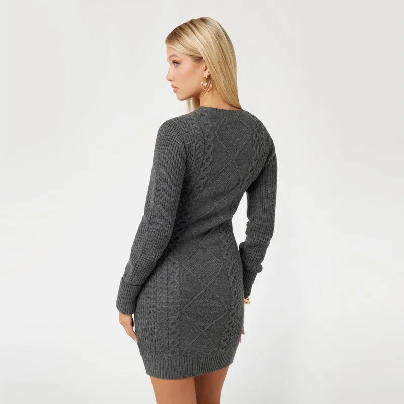 GUESS Long Sleeved Dresses Women's Gray-3