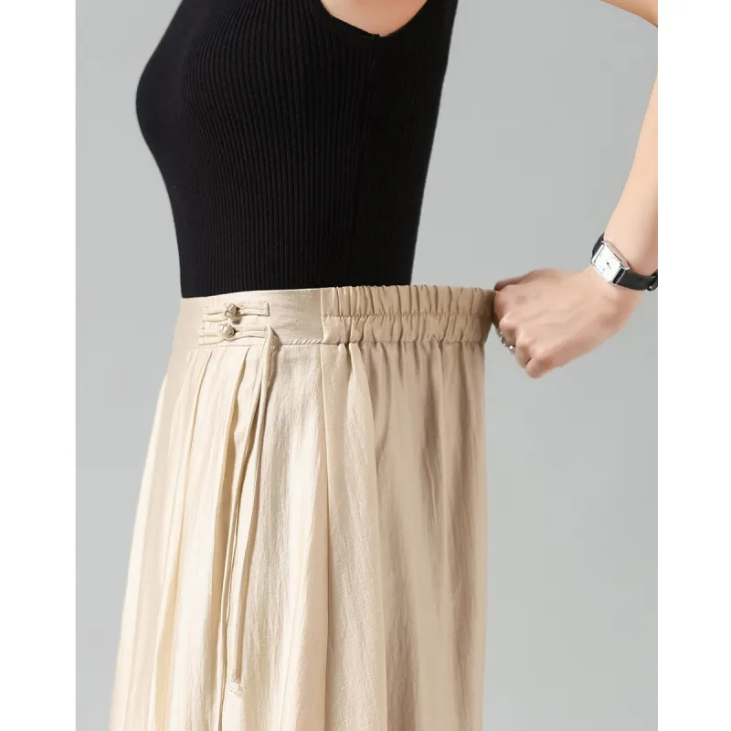 XINFEIYU Casual Long Skirts Women's Beige-6