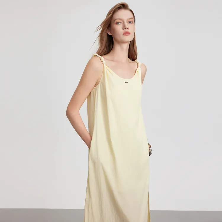 ELLE Slip Dresses Women's Yellow-4