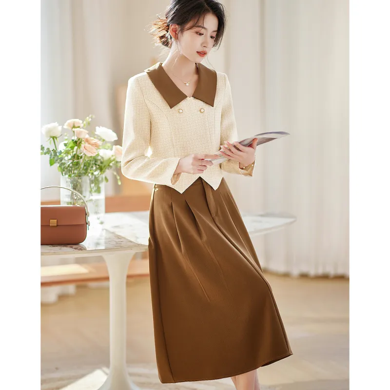 Like The Age Of Water Spring Long Sleeved Dresses Regular Women's Khaki-2
