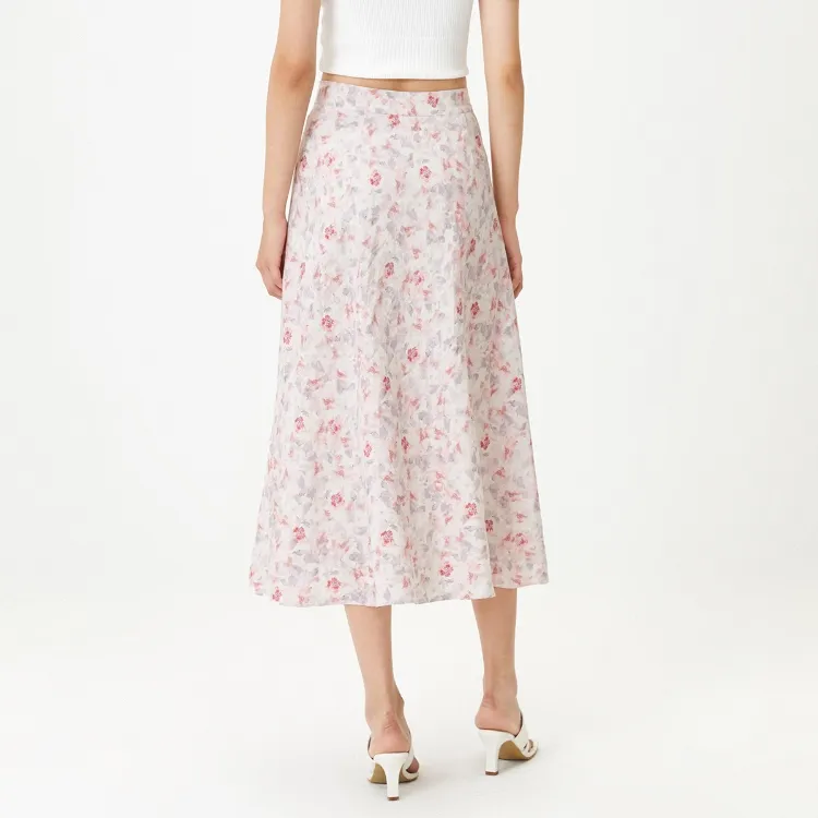 ONLY SS23 Casual Long Skirts Women's Watercolor Small Flower-3