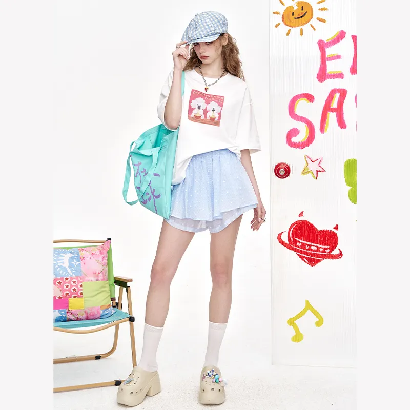 ELF SACK Casual Short Skirts Women's Refreshing Blue-3