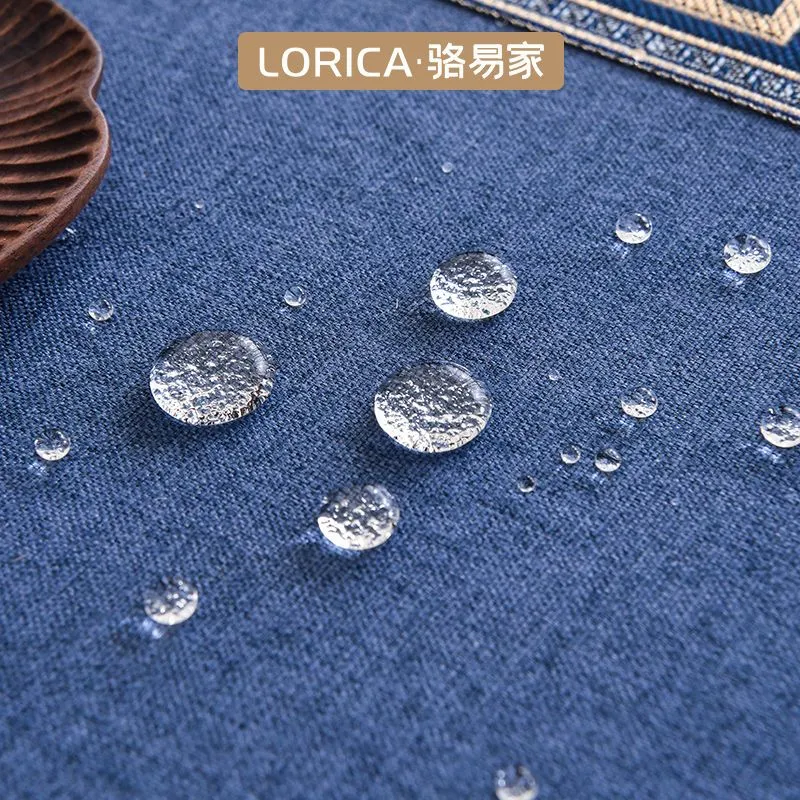 LUOYIJIA Fabric Ambient New Chinese Style Waterproof No Wash Fabric Large Round Dining Table For Home Use-3